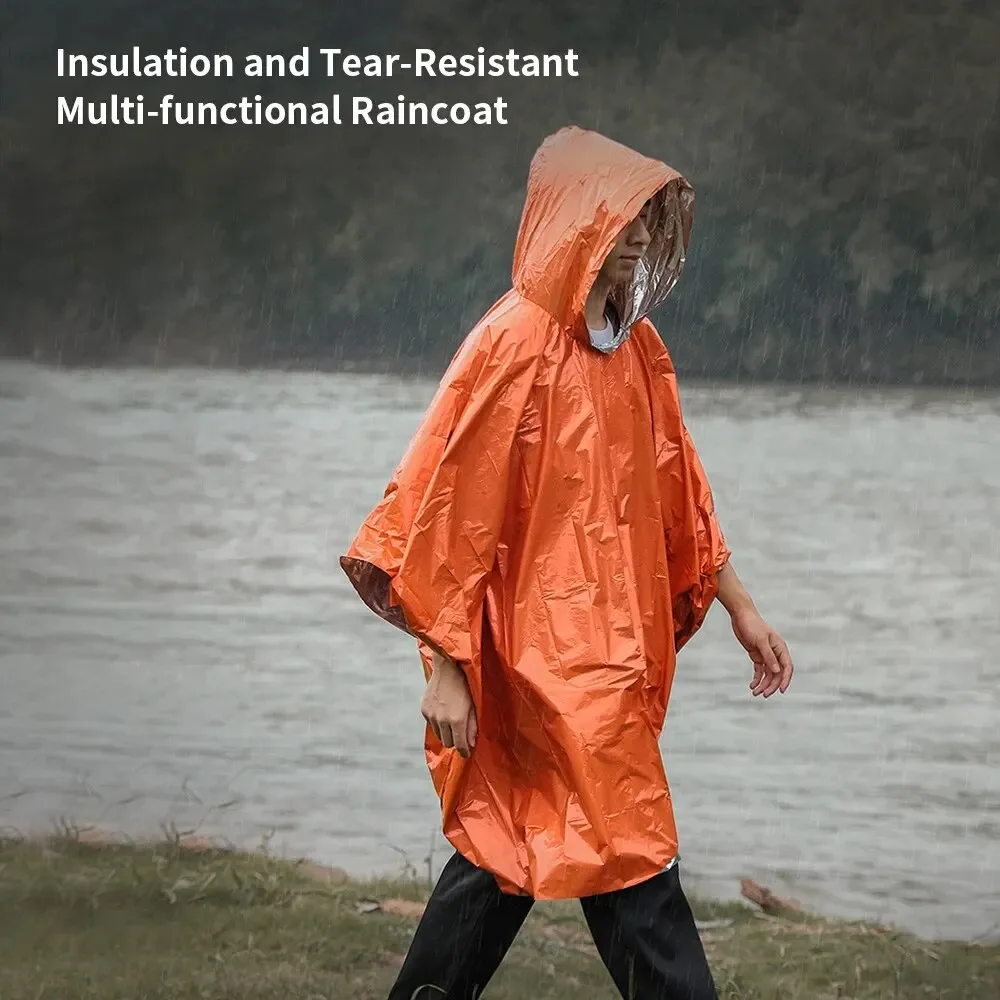 Camping Rain Poncho - 緊急レインコートポンチョ防水レインウェアブランケットサバイバルキャンプ用品保冷レインウェアキャンプ用品