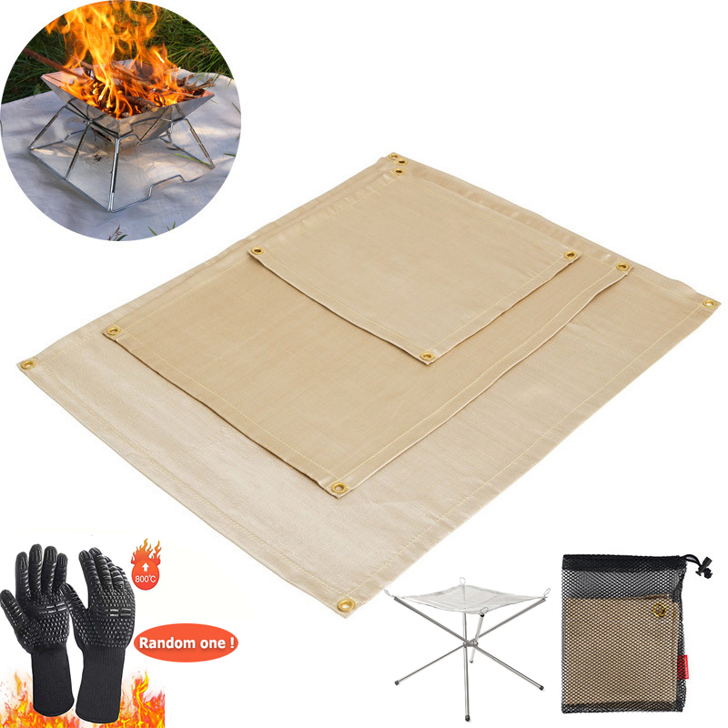 Outdoor Camping Rugs - 屋外キャンプ耐火布ピクニックバーベキュー断熱マット難燃性高温防火ブランケットグラスファイバーマット