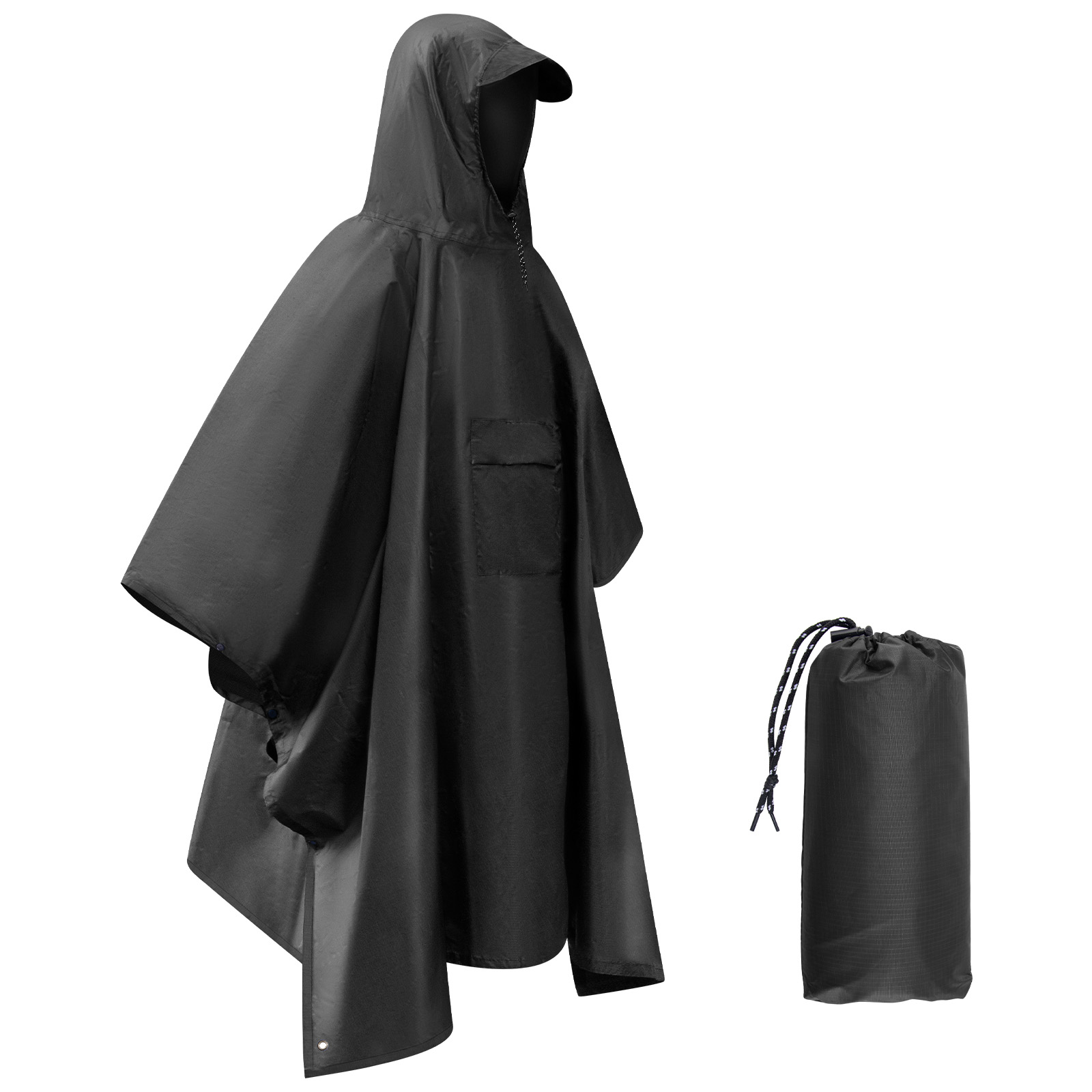 大人用レインポンチョ 軽量防水レインコート フード付き レイ - Camping Rain Poncho のレビューと価格