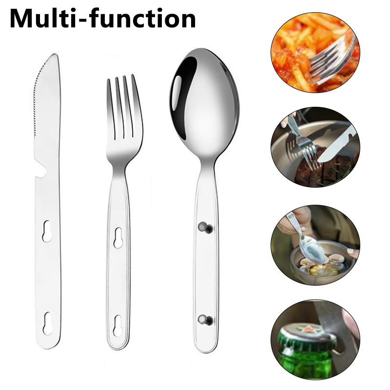 3 ピース/セット折りたたみスプーンフォークナイフ 304  - Outdoor Camping Dining Set のレビューと価格