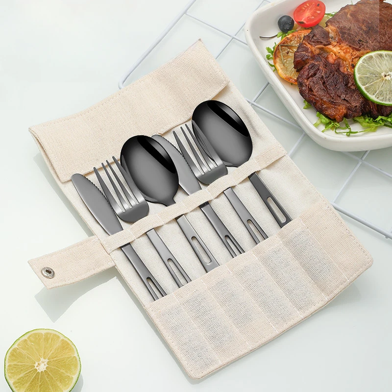 ステンレス製食器セット,収納バッグ,スプーン,フォーク,ナイ - Outdoor Camping Dining Set のレビューと価格