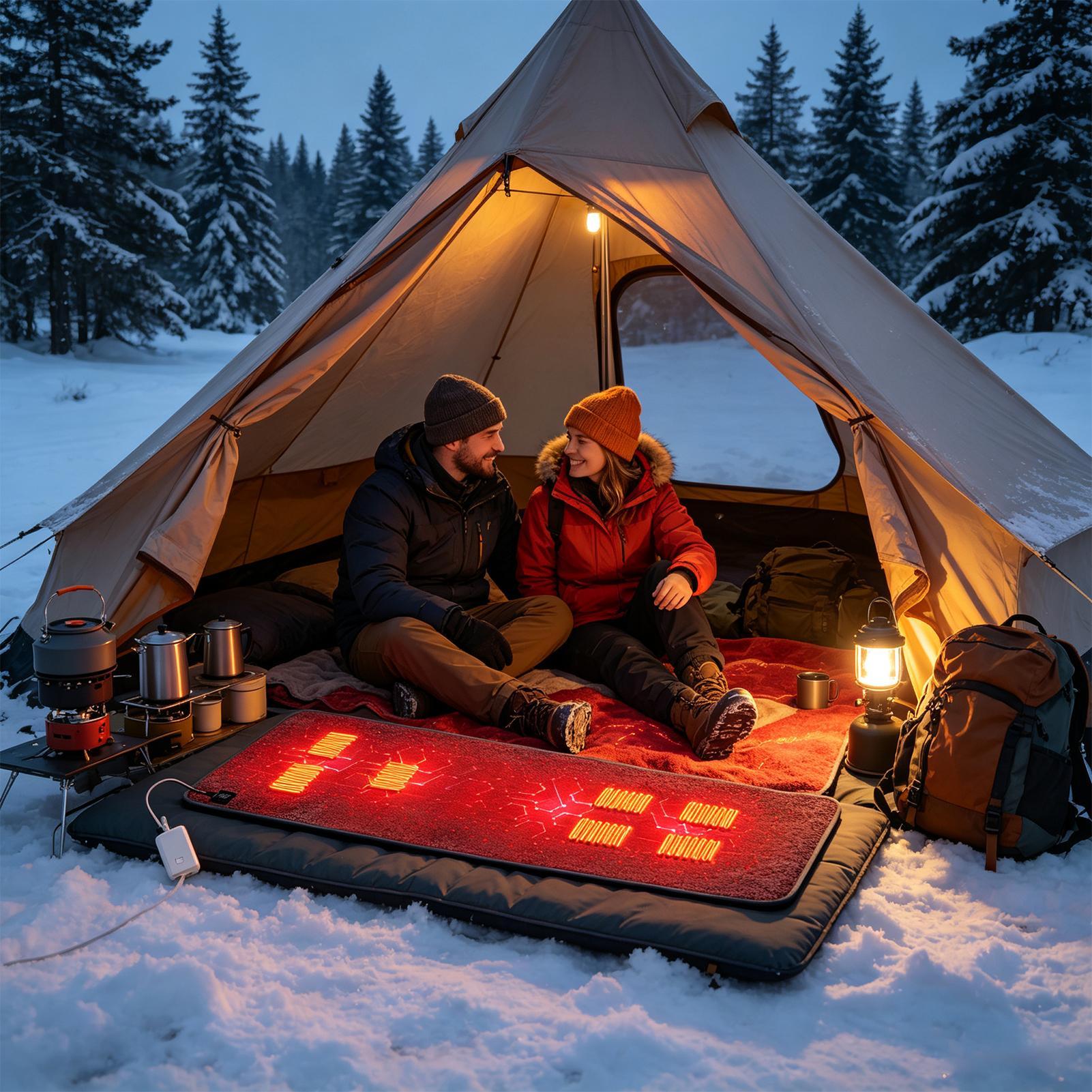 7つの加熱エリアを備えたキャンプ用チェア、加熱マット、屋外旅 - Outdoor Camping Rugs のレビューと価格